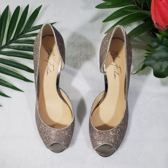 $10 SHOE SALE! Closet Closing!Marc Fisher peeptoe sparkle heels size 10 - Picture 5 of 7